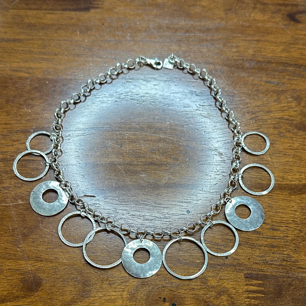 Silpada textured Silver Circle Pendant Necklace